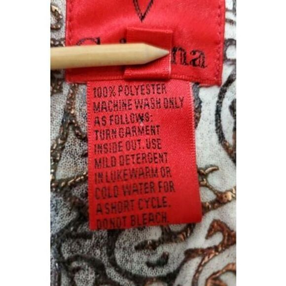 V Christina Beige Blazer Size XL Brown Paisley 2 Button - Picture 9 of 10